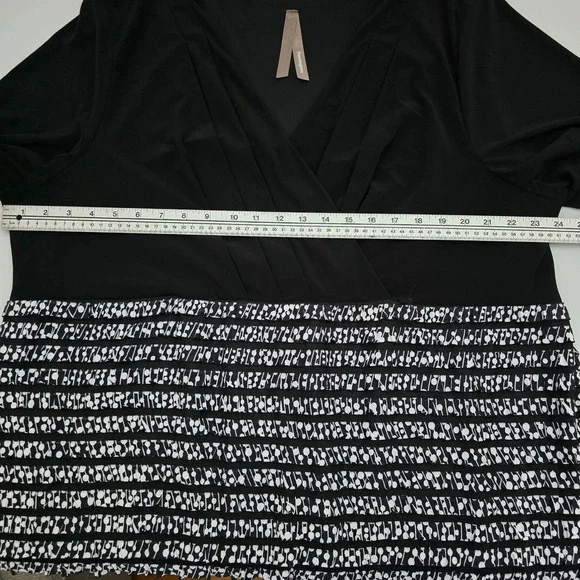 Penningtons Women's Plus Size Tiered Ruffle Mixed Media Dress Black White 4X - Picture 12 of 16